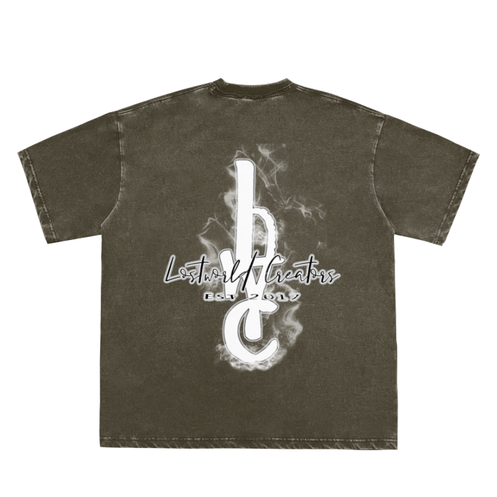 |Limited edition|-YNOTLWC (Who Want Smoke)Double Neckline Scattered Edge Frayed Vintage Washed T-Shirt - 250 GSM