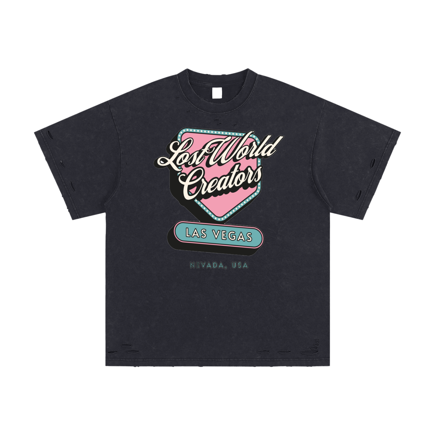 LWC LV TAKEOVER Snow Washed Hand-Frayed T-Shirt