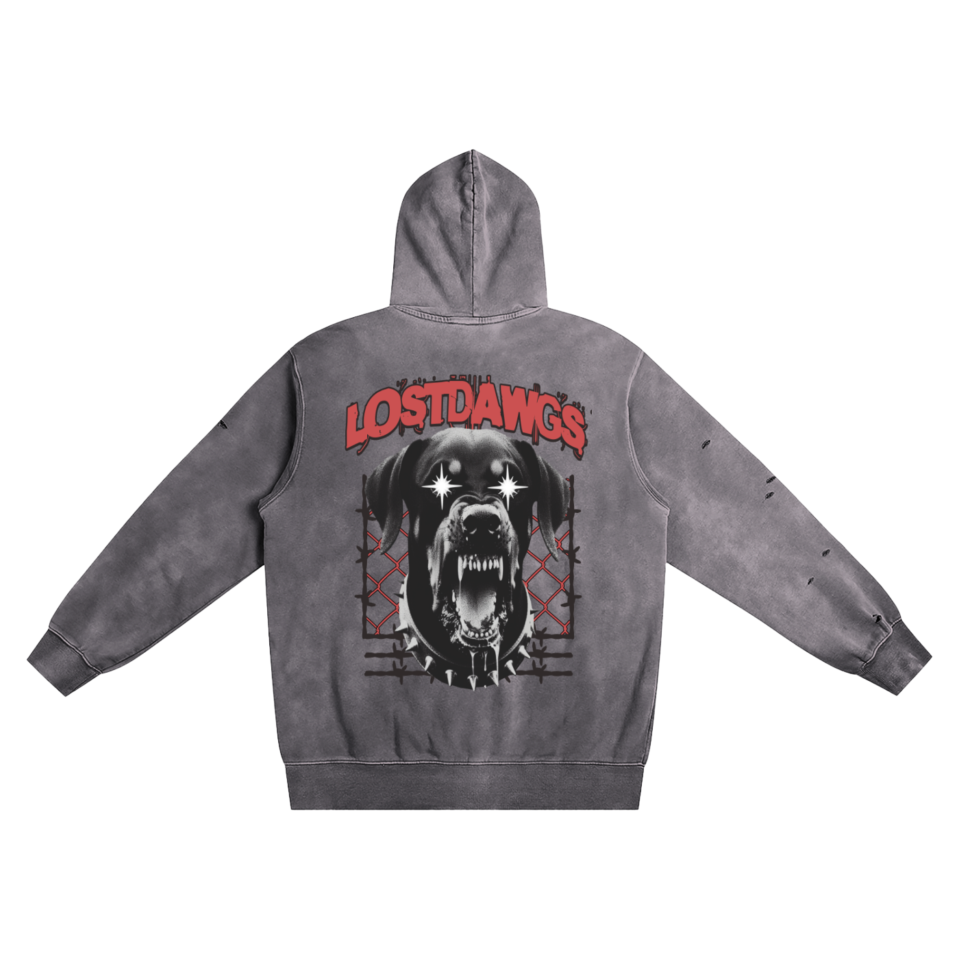 LWC (LostDawgs) Pure Cotton Hand-Frayed Washed Hoodie