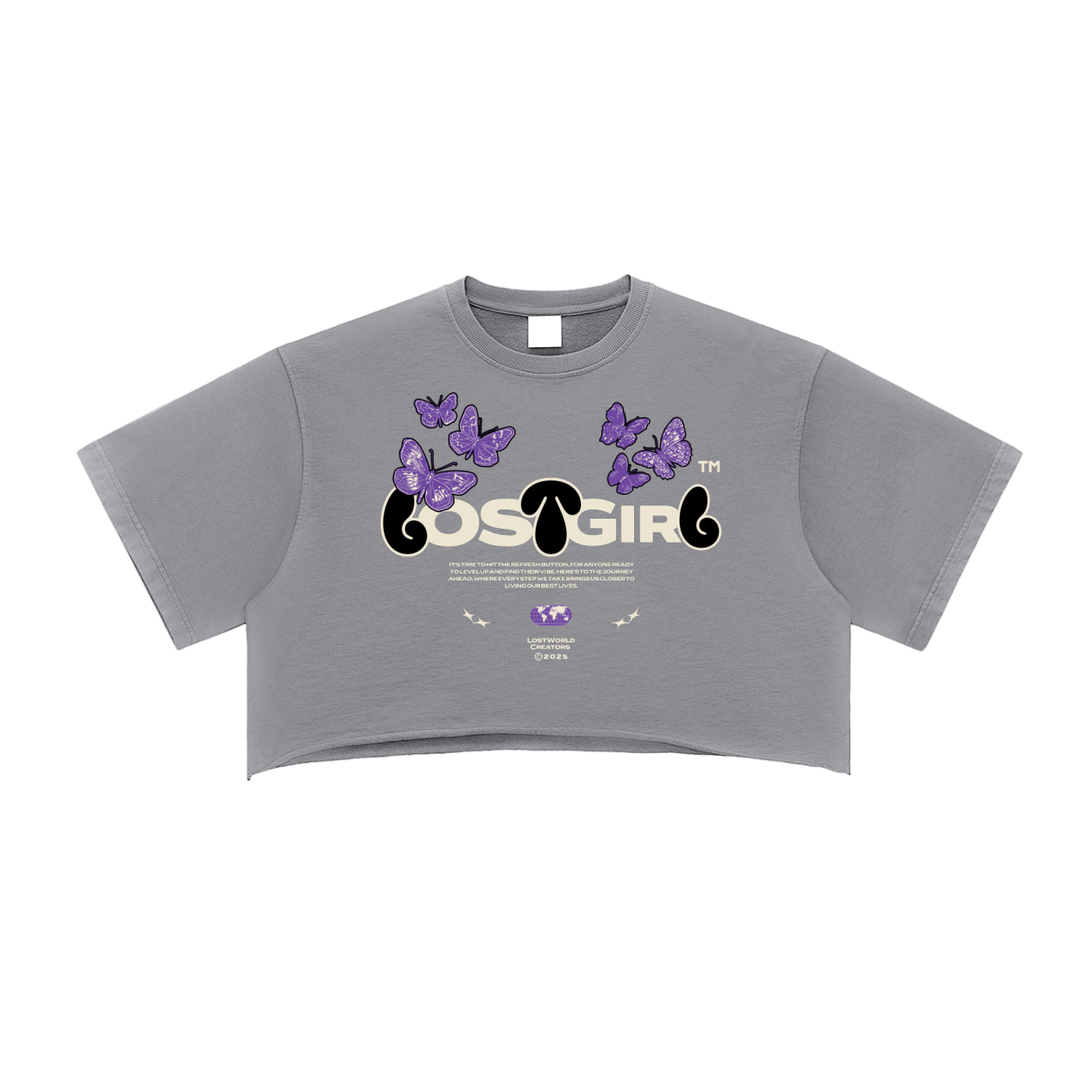 Lost Girl Snow Washed Raw Edge Crop Top