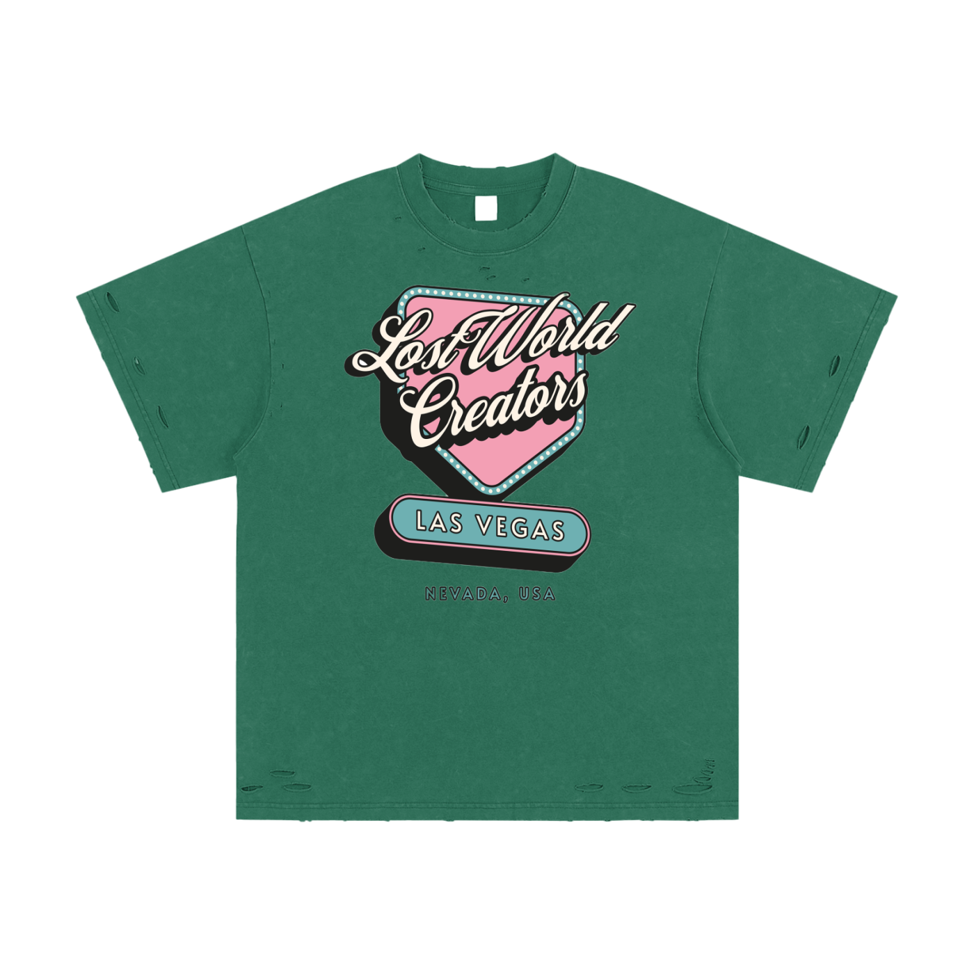 LWC LV TAKEOVER Snow Washed Hand-Frayed T-Shirt