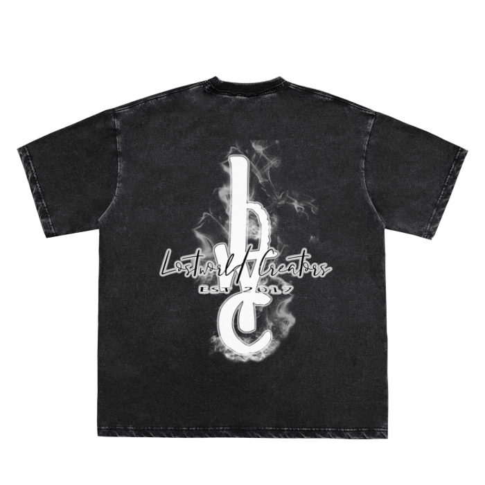 |Limited edition|-YNOTLWC (Who Want Smoke)Double Neckline Scattered Edge Frayed Vintage Washed T-Shirt - 250 GSM