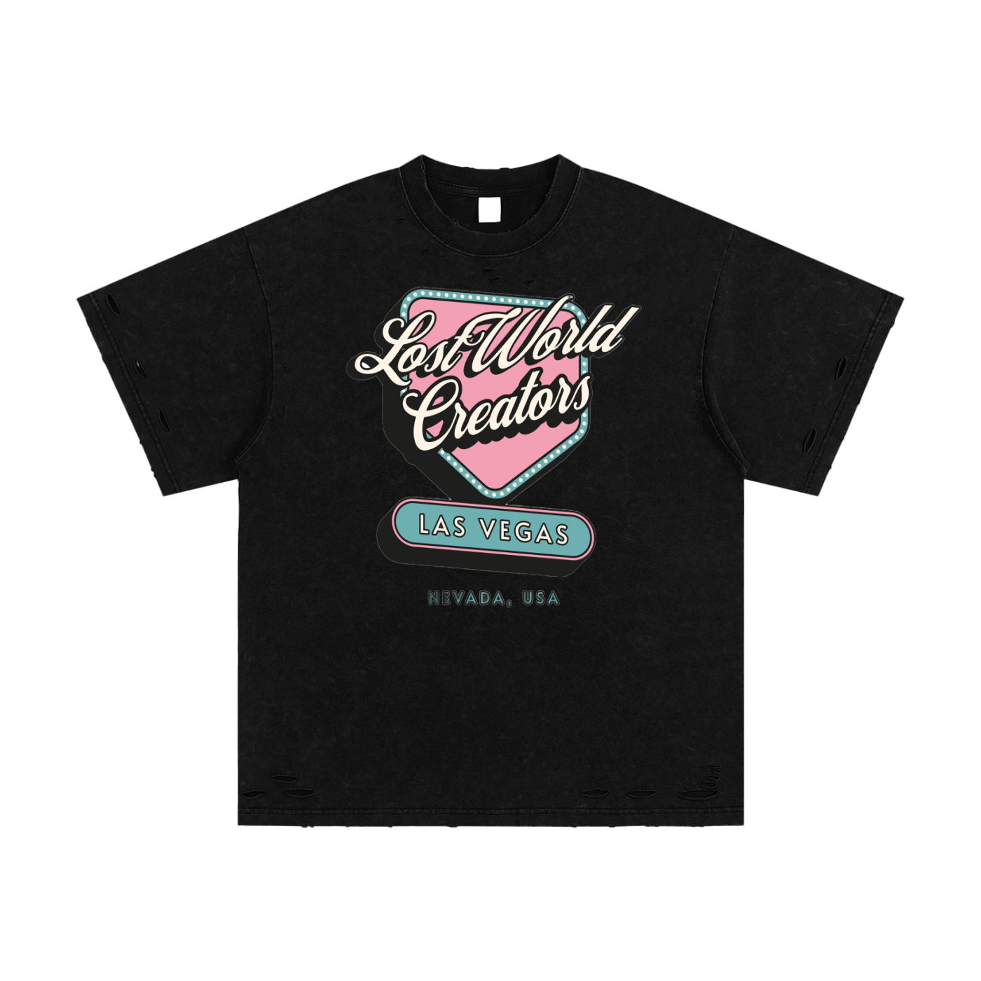 LWC LV TAKEOVER Snow Washed Hand-Frayed T-Shirt