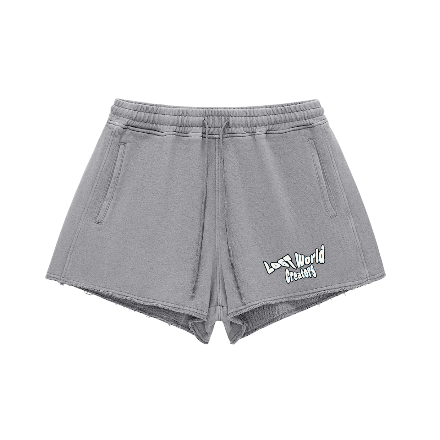 LWC GG Snow Washed Raw Edge Drawstring Shorts