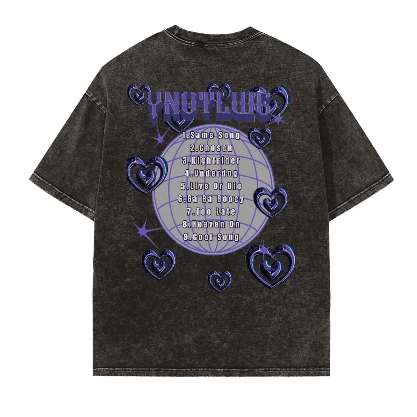 |EXCLUSIVE| YNOTLWC(PURPLEHEARTS) Frayed Vintage Washed T-Shirt - 250 GSM
