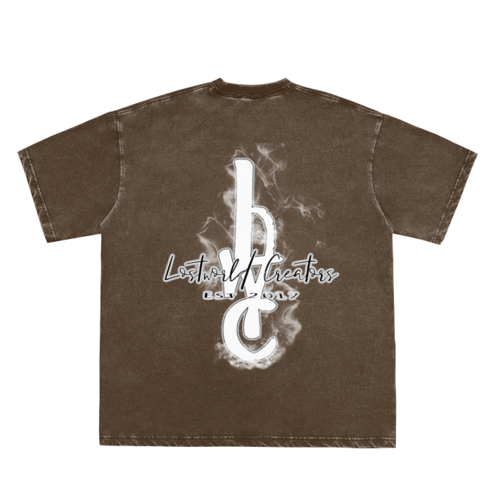 |Limited edition|-YNOTLWC (Who Want Smoke)Double Neckline Scattered Edge Frayed Vintage Washed T-Shirt - 250 GSM