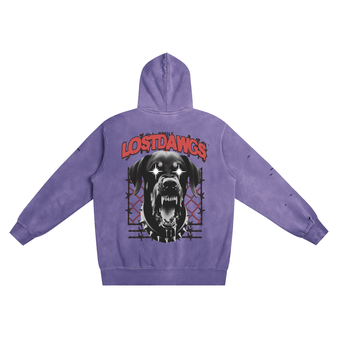 LWC (LostDawgs) Pure Cotton Hand-Frayed Washed Hoodie