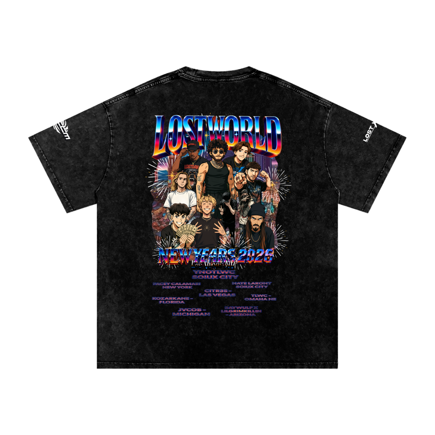 LOST VEGAS 26 Snow Washed Oversized Cotton T-Shirt