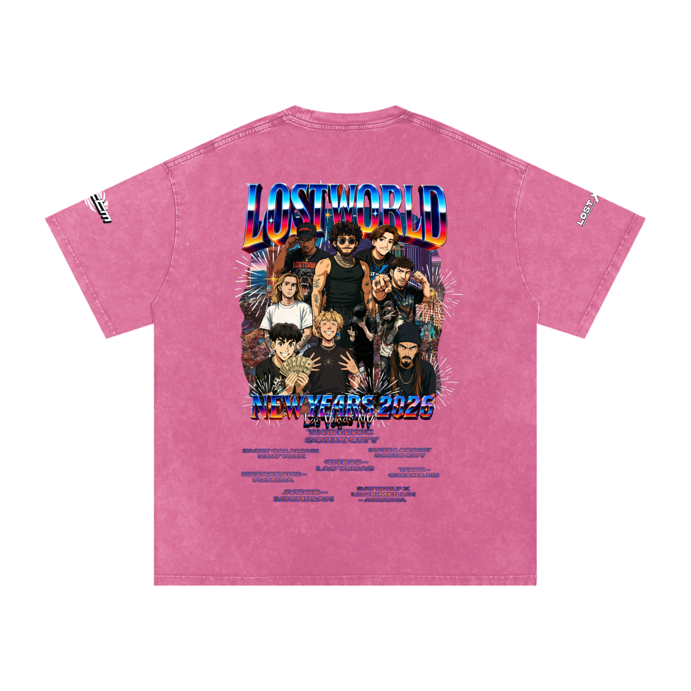 LOST VEGAS 26 Snow Washed Oversized Cotton T-Shirt