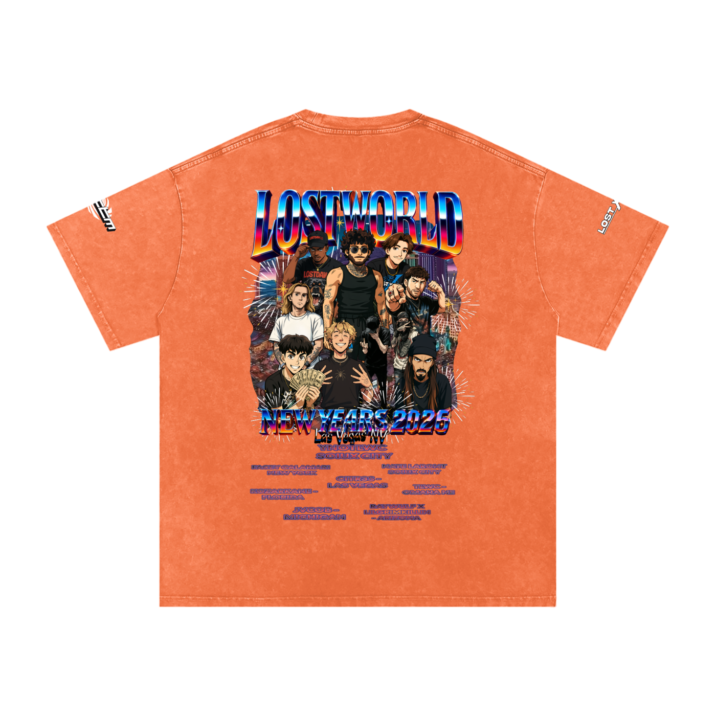 LOST VEGAS 26 Snow Washed Oversized Cotton T-Shirt