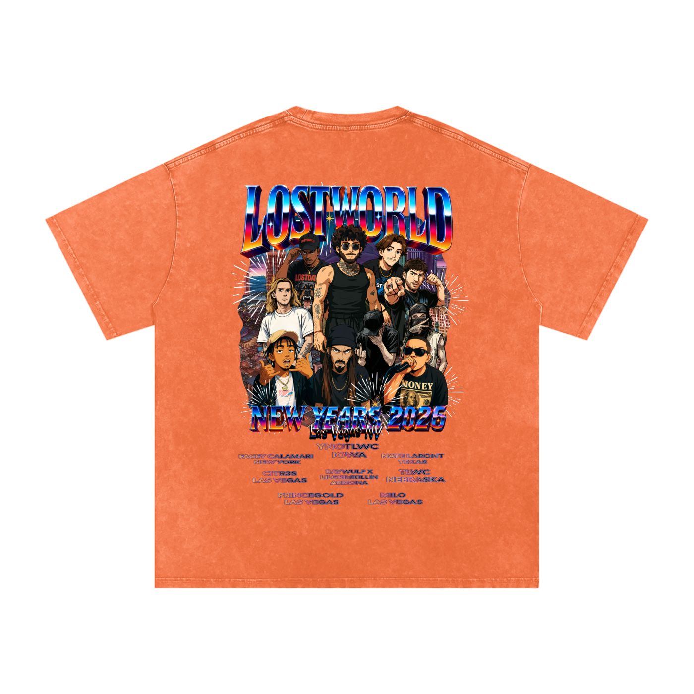 LOST VEGAS 26 Snow Washed Oversized Cotton T-Shirt