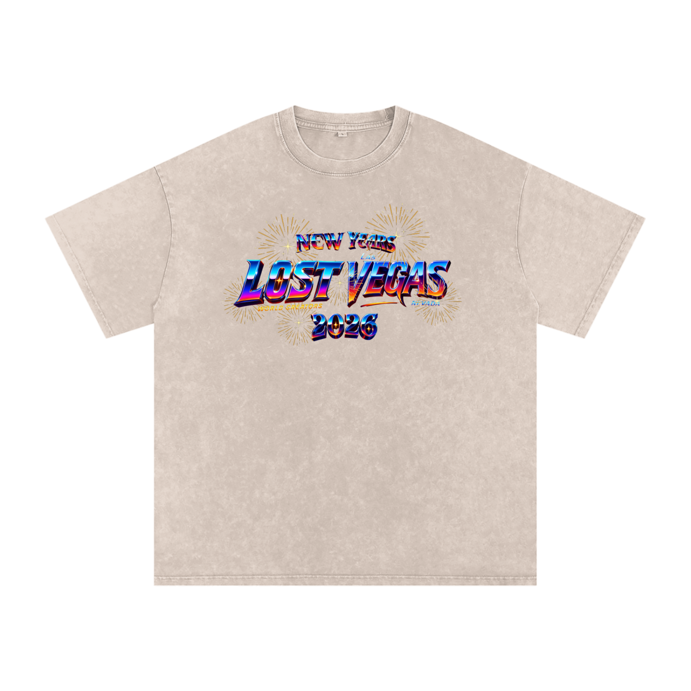 LOST VEGAS 26 Snow Washed Oversized Cotton T-Shirt