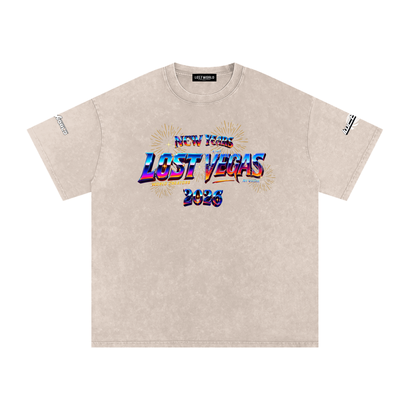 LOST VEGAS 26 Snow Washed Oversized Cotton T-Shirt