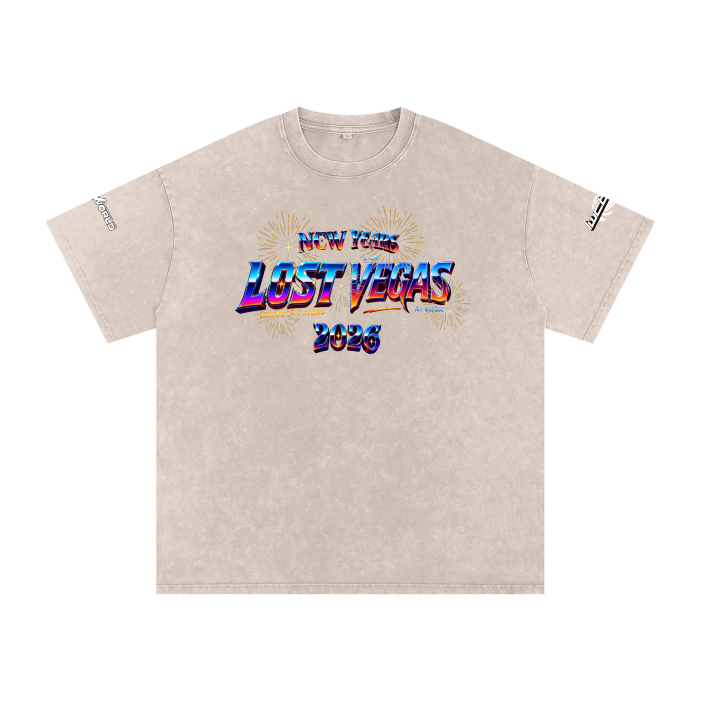 LOST VEGAS 26 Snow Washed Oversized Cotton T-Shirt