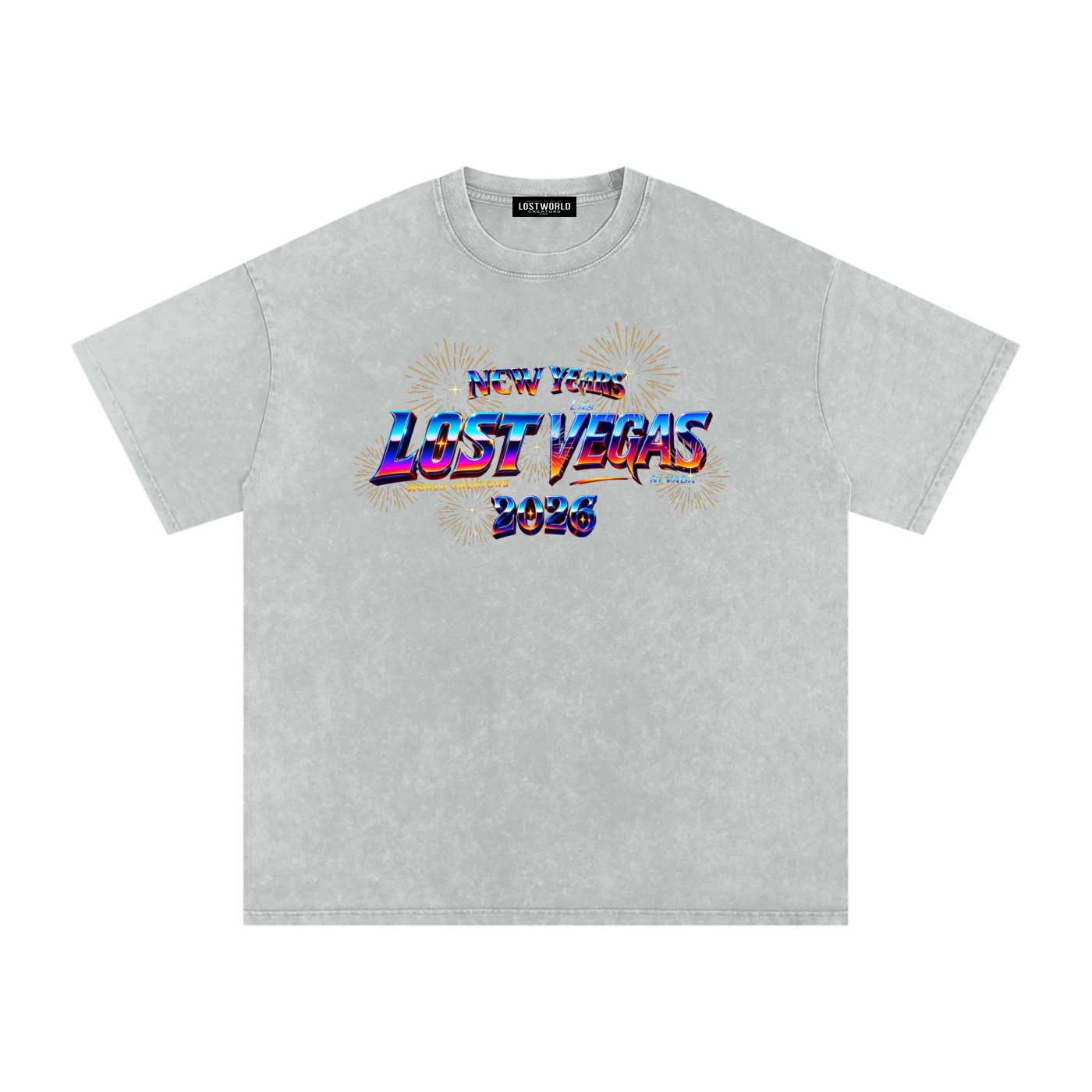 LOST VEGAS 26 Snow Washed Oversized Cotton T-Shirt