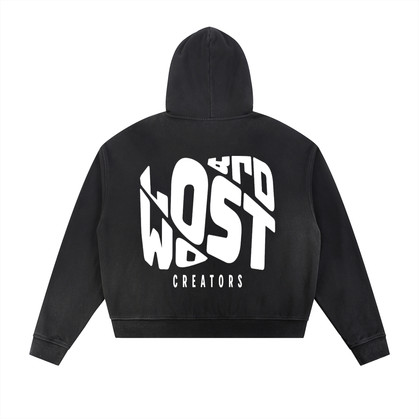 LWC VORTEX Sun Fade Frayed Raw Edge Fleece Zip Hoodie