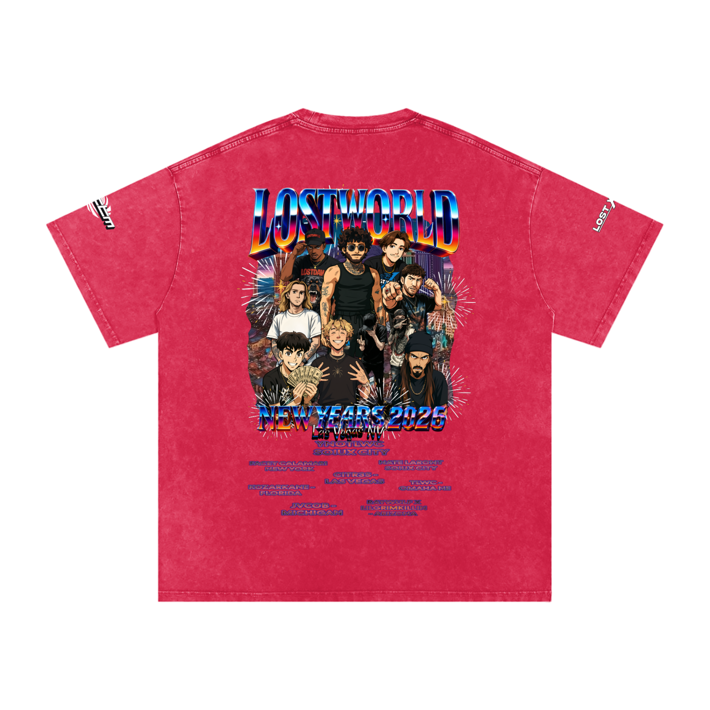 LOST VEGAS 26 Snow Washed Oversized Cotton T-Shirt