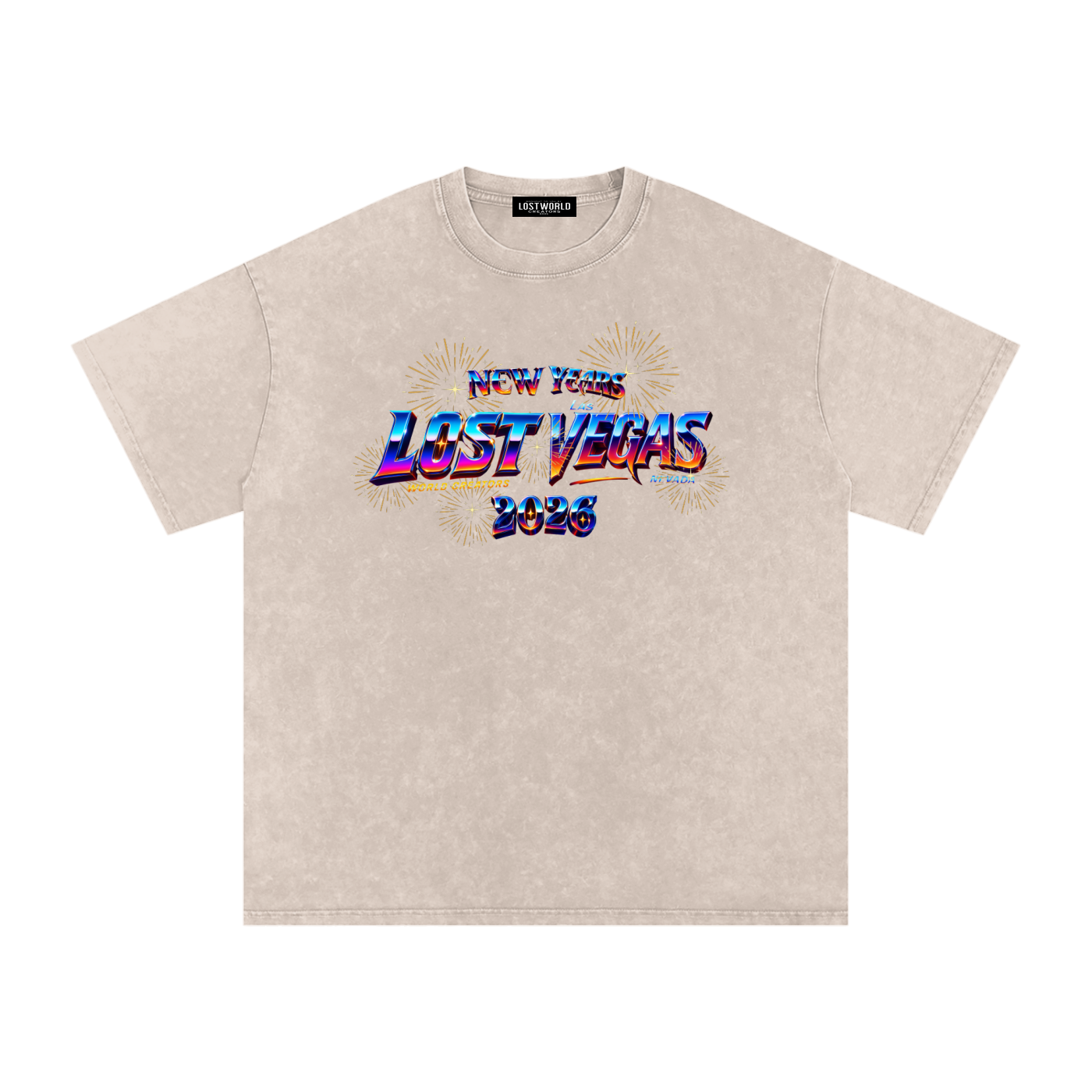 LOST VEGAS 26 Snow Washed Oversized Cotton T-Shirt
