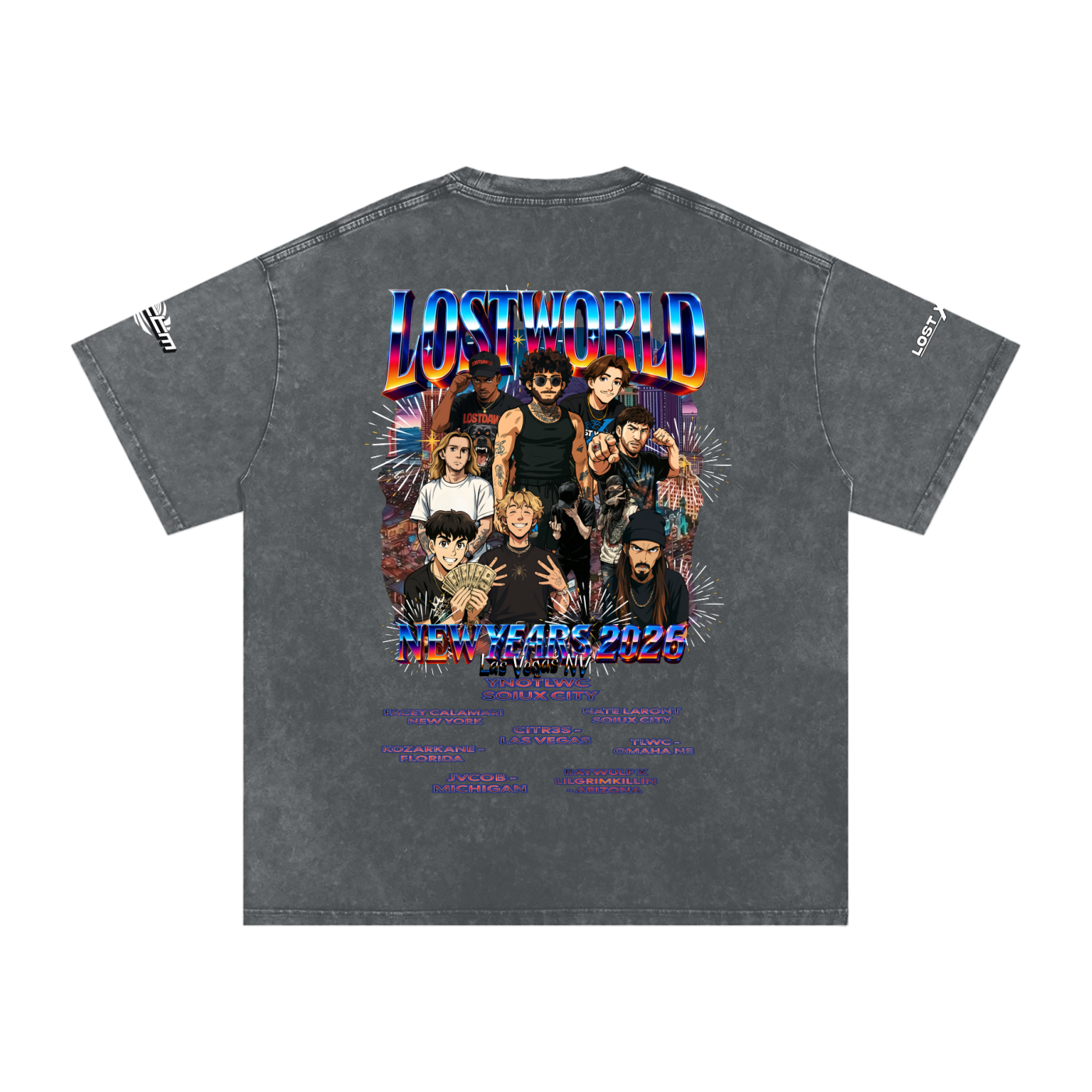 LOST VEGAS 26 Snow Washed Oversized Cotton T-Shirt