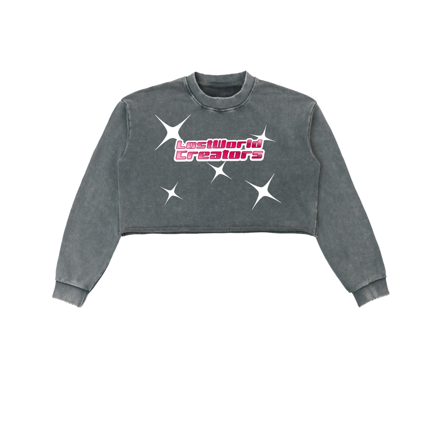 LOST GIRL LWC Snow Washed Raw Edge Cropped Sweatshirt