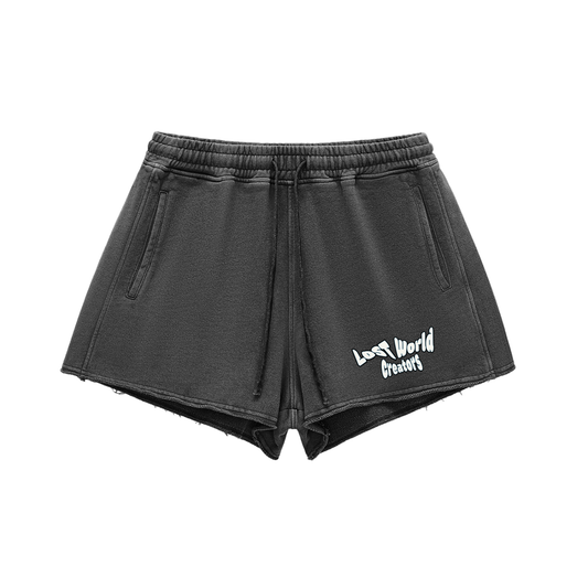 LWC GG Snow Washed Raw Edge Drawstring Shorts