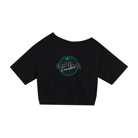 LOSTWORLD GLOBAL Asymmetric Shoulder Oversized Cotton T-Shirt