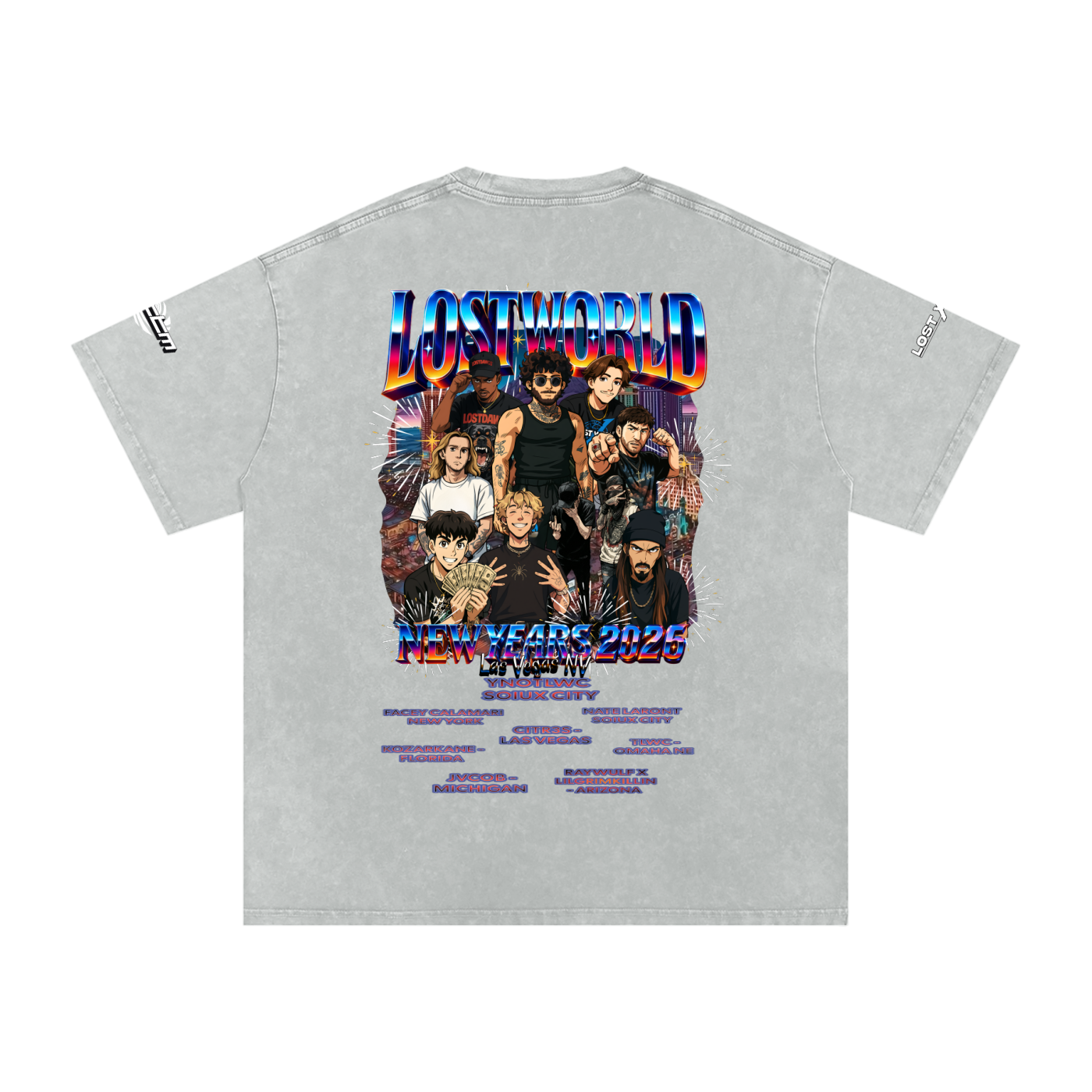 LOST VEGAS 26 Snow Washed Oversized Cotton T-Shirt