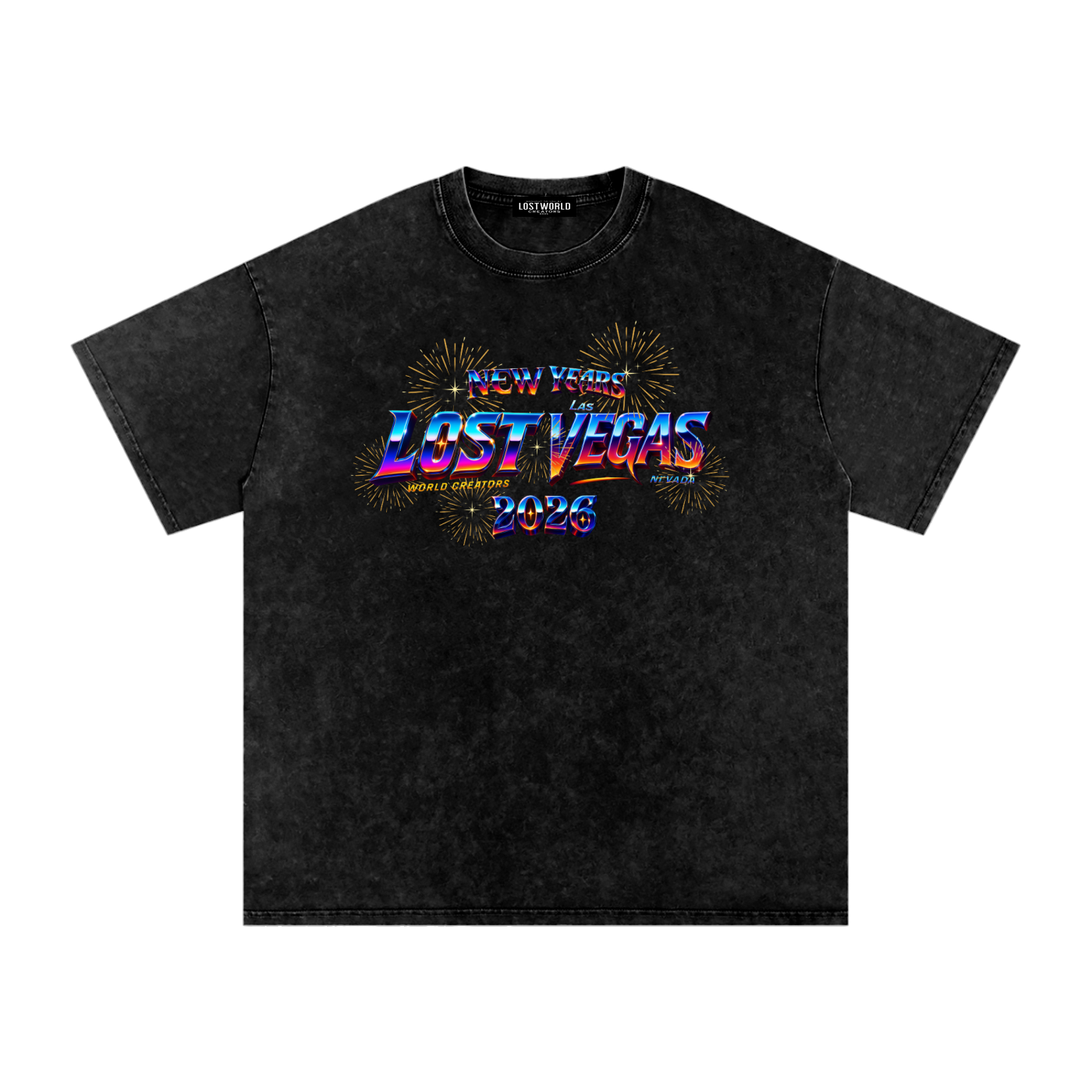 LOST VEGAS 26 Snow Washed Oversized Cotton T-Shirt