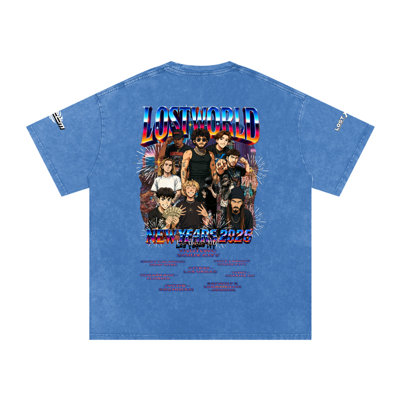 LOST VEGAS 26 Snow Washed Oversized Cotton T-Shirt