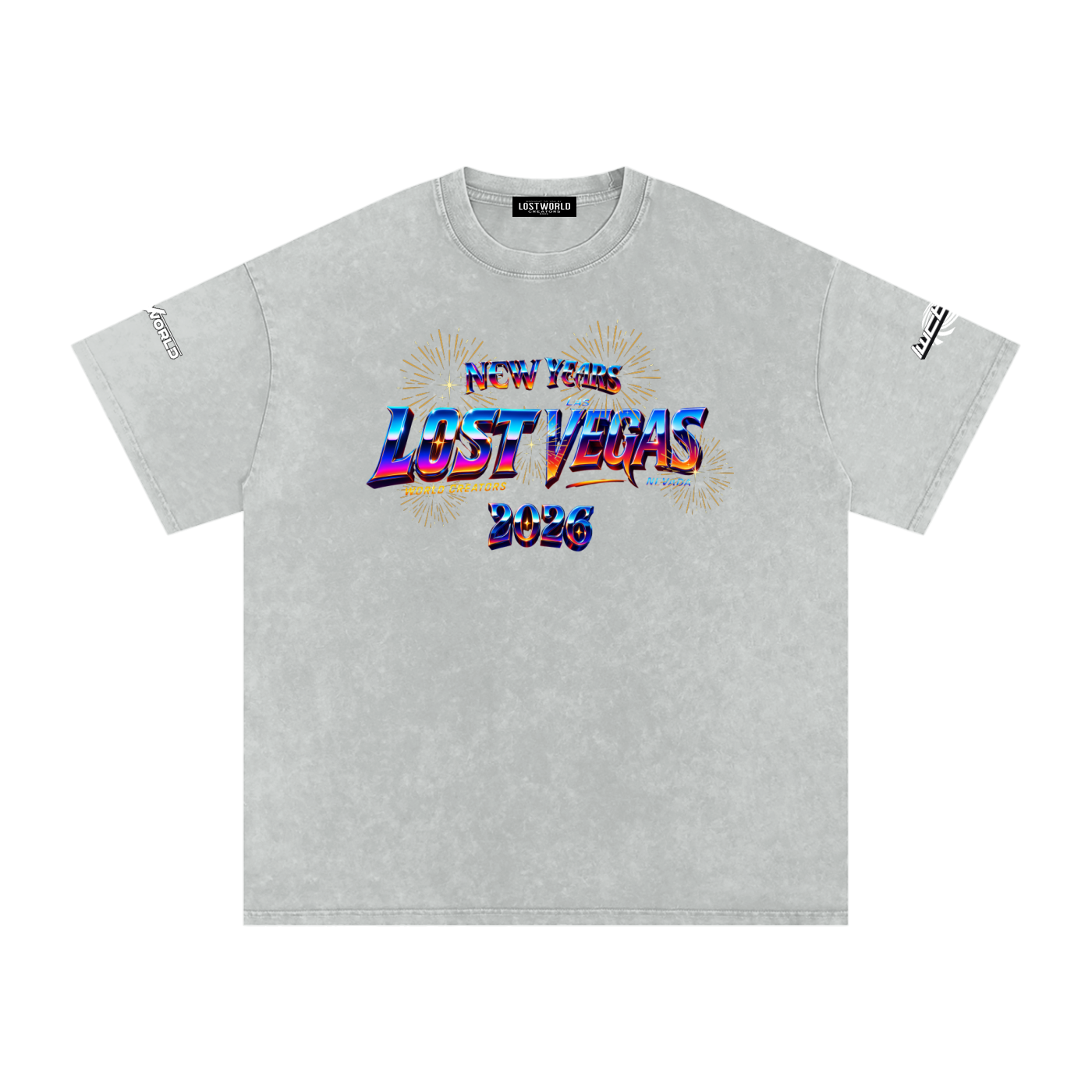 LOST VEGAS 26 Snow Washed Oversized Cotton T-Shirt