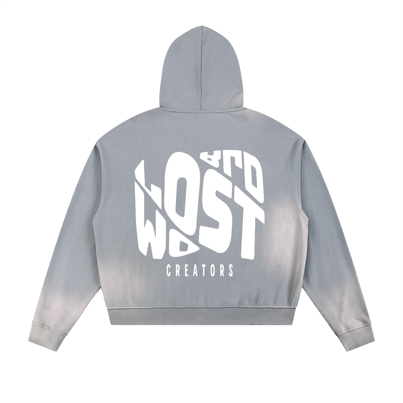 LWC VORTEX Sun Fade Frayed Raw Edge Fleece Zip Hoodie