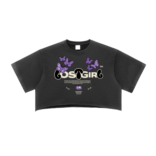 Lost Girl Snow Washed Raw Edge Crop Top