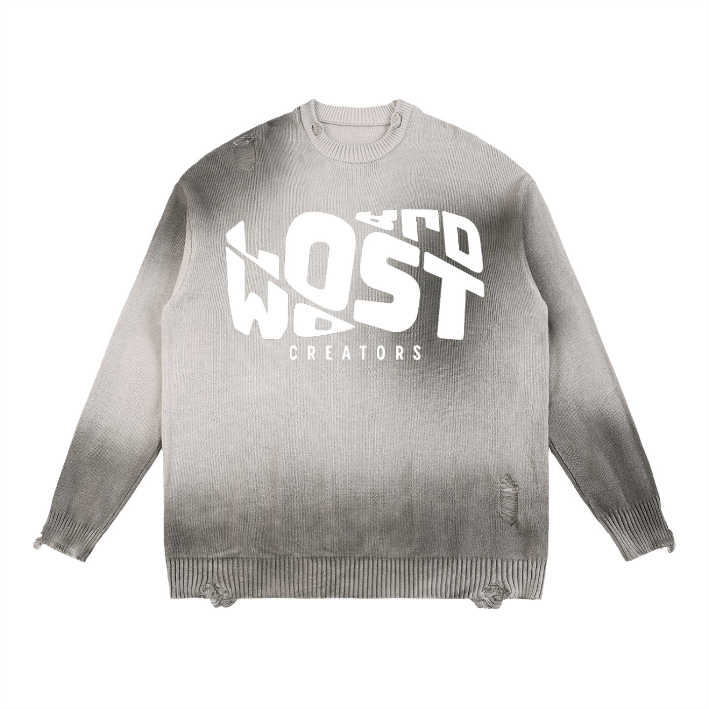 Sun Fade Distressed Ripped Crewneck sweater