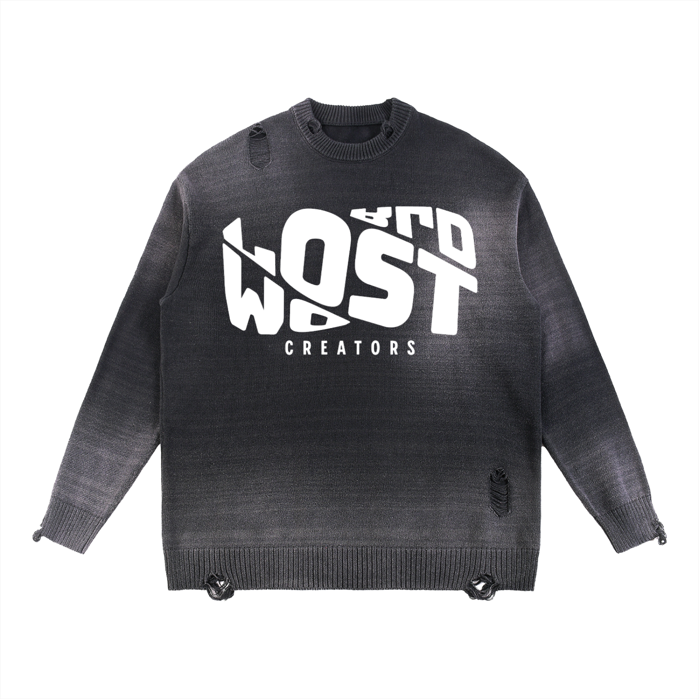 Sun Fade Distressed Ripped Crewneck sweater