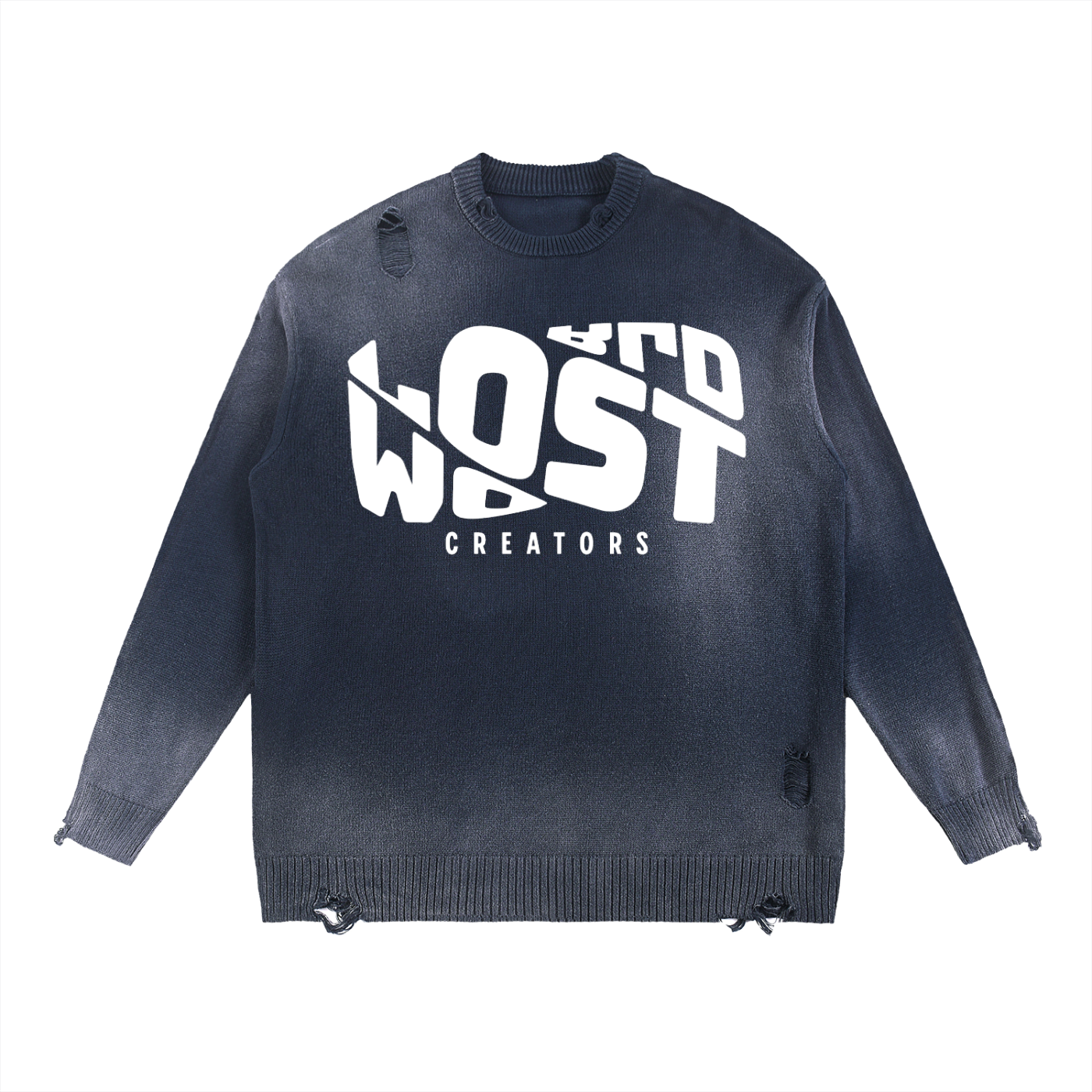 Sun Fade Distressed Ripped Crewneck sweater