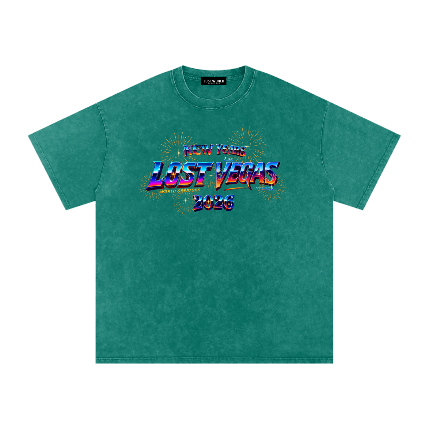 LOST VEGAS 26 Snow Washed Oversized Cotton T-Shirt