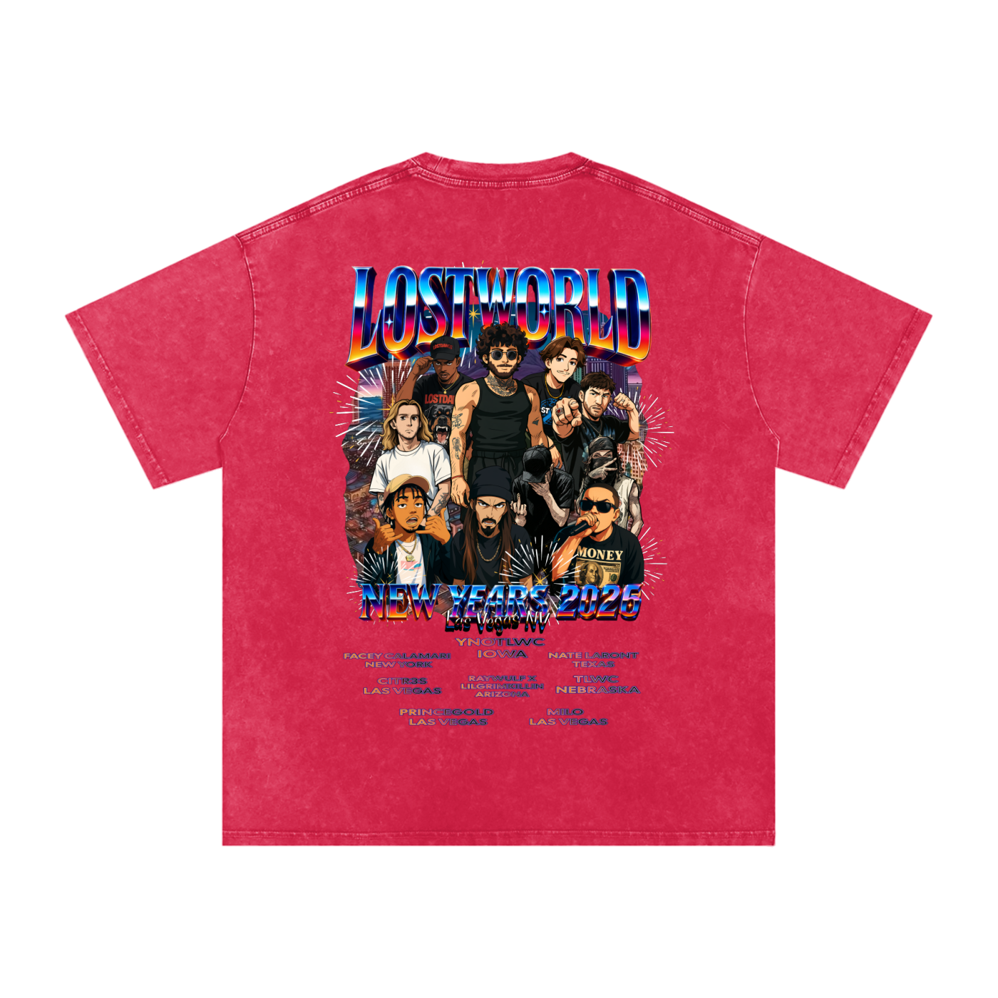 LOST VEGAS 26 Snow Washed Oversized Cotton T-Shirt