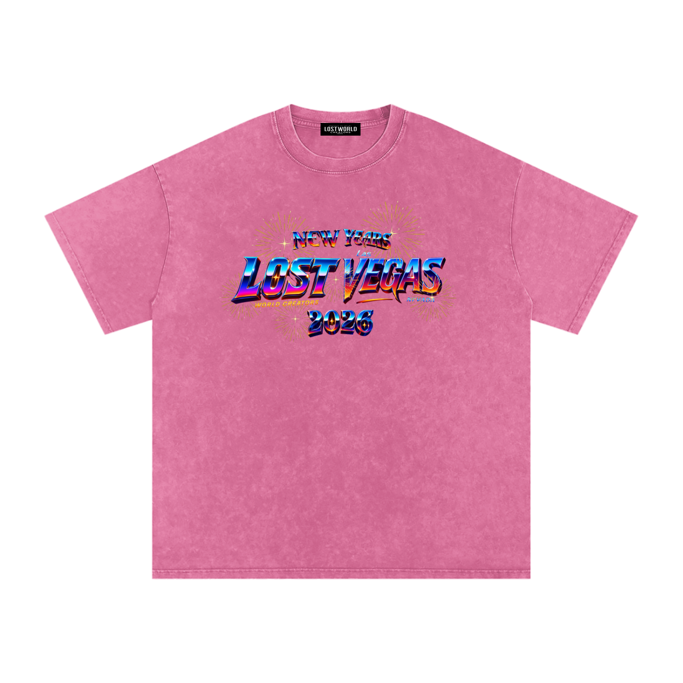 LOST VEGAS 26 Snow Washed Oversized Cotton T-Shirt