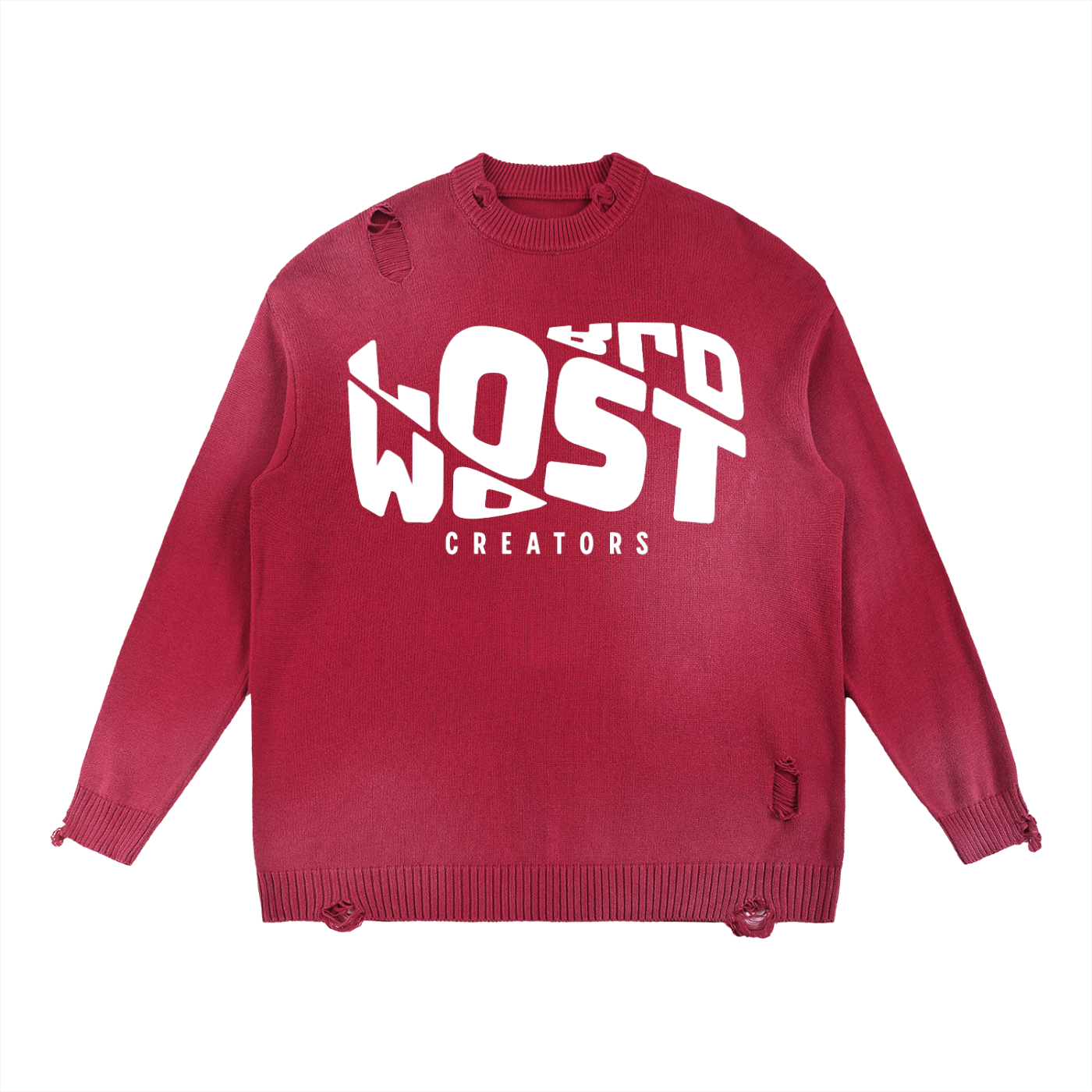 Sun Fade Distressed Ripped Crewneck sweater
